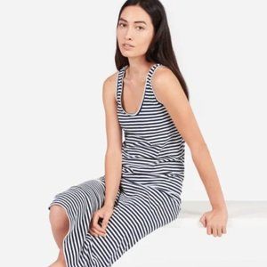 Everlane Sleeveless Stripe Maxi Tank‎ Dress in White and Navy, Size Small